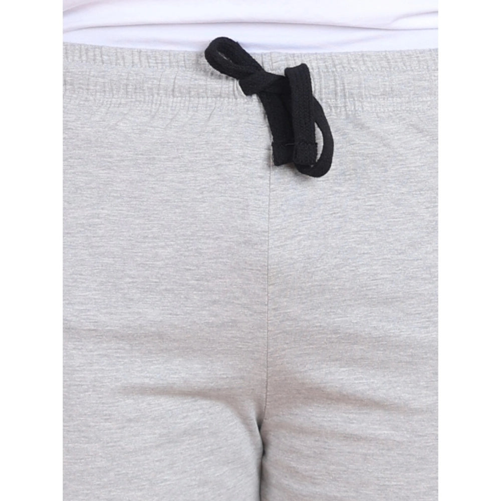 पुरुषों के लिए जेनेरिक कैज़ुअल कॉटन धारीदार घुटने से ऊपर के शॉर्ट्स (ग्रेमेलेंज)