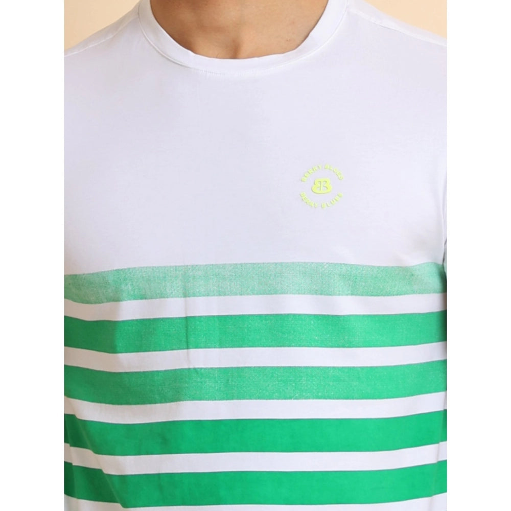 Generic Men's Casual Cotton Printed Round Neck Half Sleeve T-Shirt (Green)