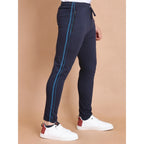 Generic Men's Casual Cotton Striped Full Length Track Pant (Navy)