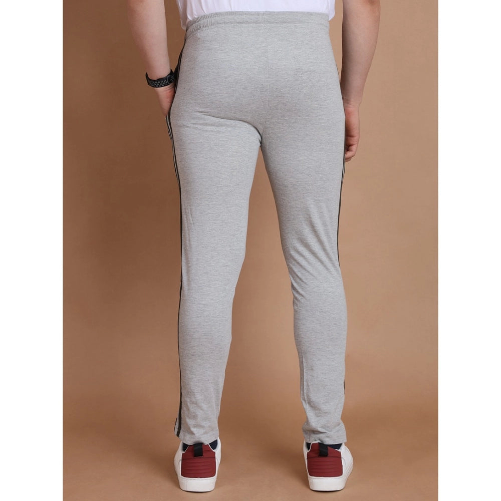 पुरुषों के लिए जेनेरिक कैज़ुअल कॉटन धारीदार फुल लेंथ ट्रैक पैंट (ग्रेमेलेंज)