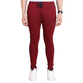  Men's Casual Cotton Striped Full Length Track Pant (Maroon)