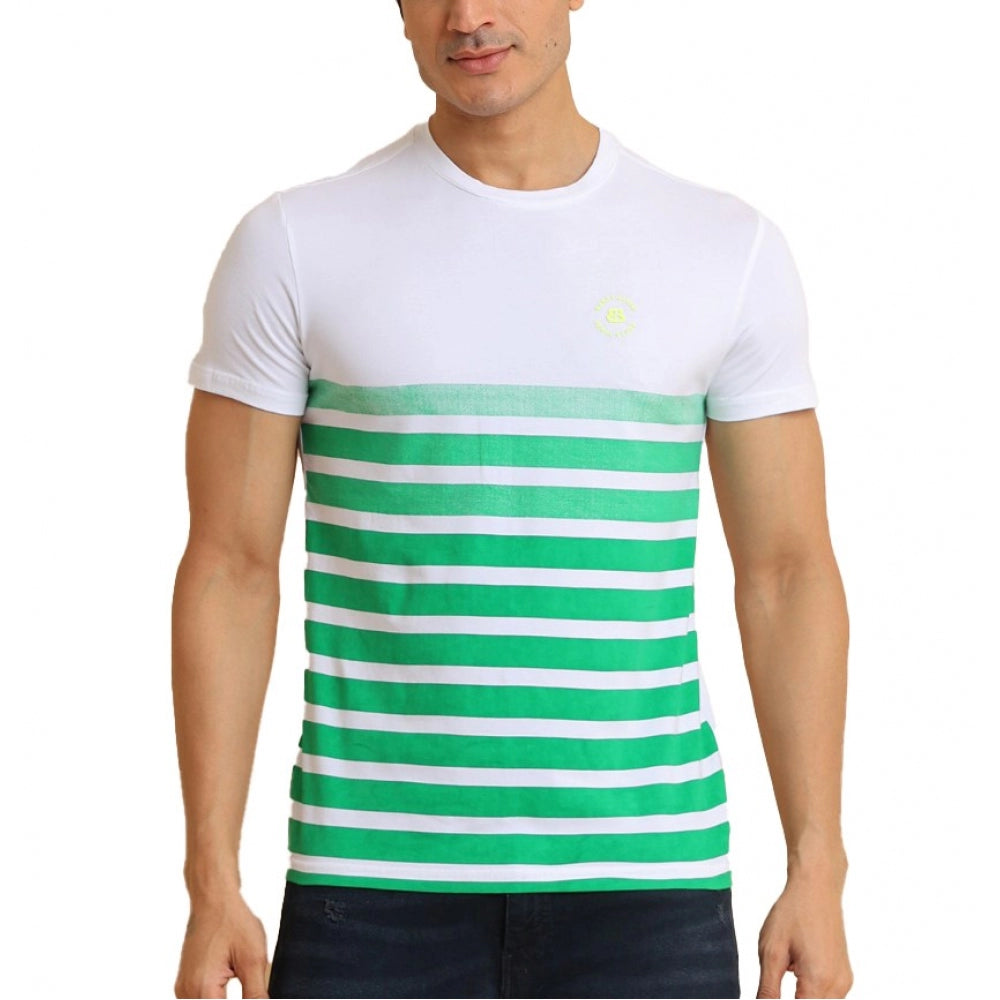 Generic Men's Casual Cotton Printed Round Neck Half Sleeve T-Shirt (Green)