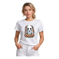  Women's Polyester Solid Printed Round Neck Half Sleeve T-shirt (White)