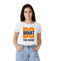  Women's Polyester Solid Printed Round Neck Half Sleeve T-shirt (White)