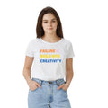  Women's Polyester Solid Printed Round Neck Half Sleeve T-shirt (White)
