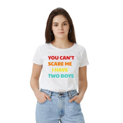 जेनरिक महिलाओं की पॉलिएस्टर सॉलिड प्रिंटेड राउंड नेक हाफ स्लीव टी-शर्ट (सफेद)