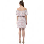 Generic Women's Rayon Floral Half Sleeve Above Knee Dress (Multicolor)