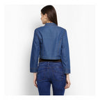 Generic Women's Denim Pleated 3-4th Sleeves Shrug (Blue)