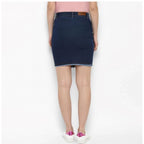Generic Women's Denim Stitching Pattern Buttoned Skirt (Blue)