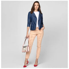 जेनरिक महिलाओं का डेनिम सॉलिड 3-4 स्लीव्स टॉप (नीला)