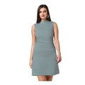  Women's Polyester Striped Sleeveless Above Knee Dress (Green)