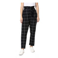  Women's Polyester Checkered Elasticated Trousers (Black - White)