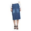  Women's Denim Washed Buttoned Skirt (Blue)