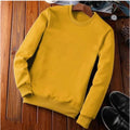  Men's Casual Fleece Solid Round Neck Long Sleeves Sweatshirt (Orange)