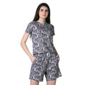  Women's Cotton Blended Printed Round Neck Half Sleeve Top - Shorts Set (Multicolor)