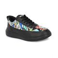  Men's Casual Synthetic Printed Lace-Up Shoes (Black)