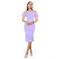  Women's Knitting stretchable Solid Round Neck Sleeveless Dress (Purple)