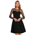  Women's Knitting stretchable Solid Round Neck Full Sleeve Dress (Black)
