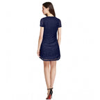 Generic Women's Rasal Solid Round Neck Cap Sleeve Dress (Blue)