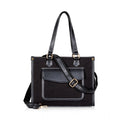  Women's Canvas Medium Top handle Satchel Zipper Handbag (Black)
