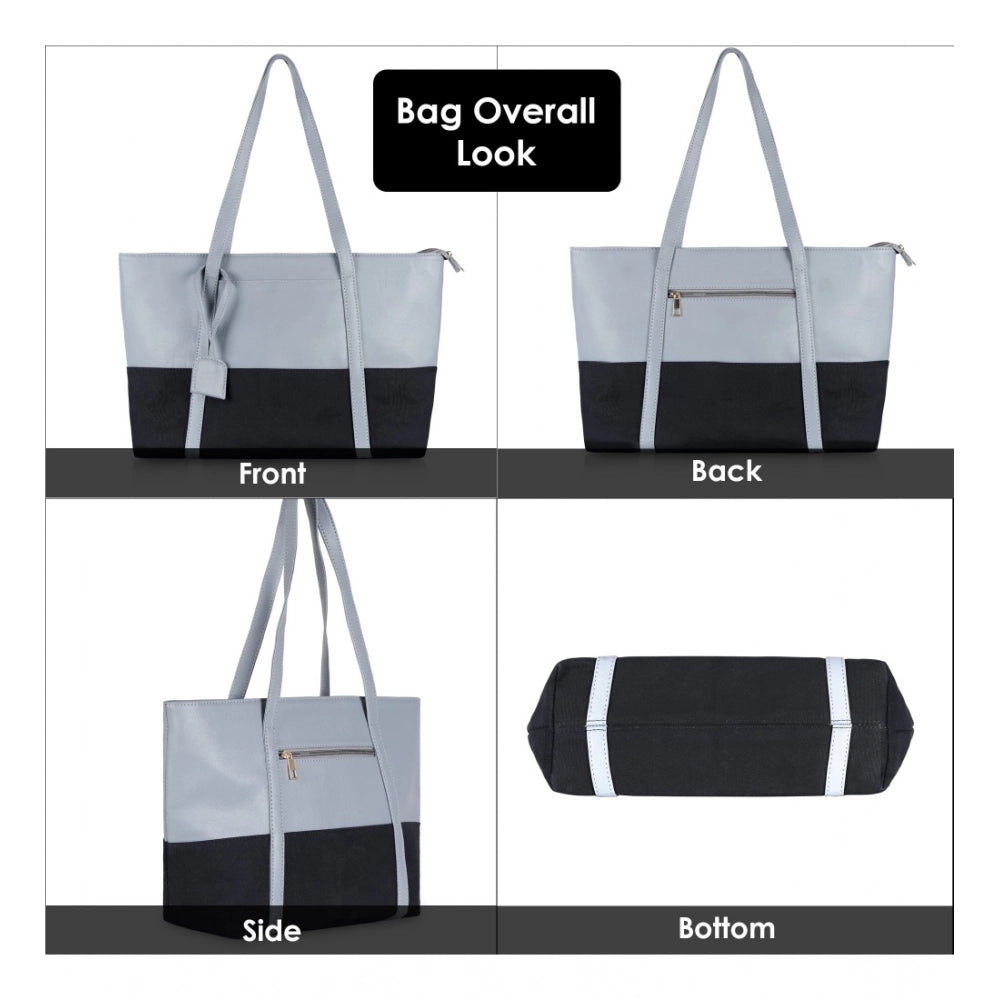 जेनरिक महिलाओं का फॉक्स लेदर लार्ज शोल्डर जिपर हैंडबैग (हल्का नीला)