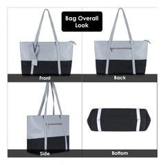 जेनरिक महिलाओं का फॉक्स लेदर लार्ज शोल्डर जिपर हैंडबैग (हल्का नीला)