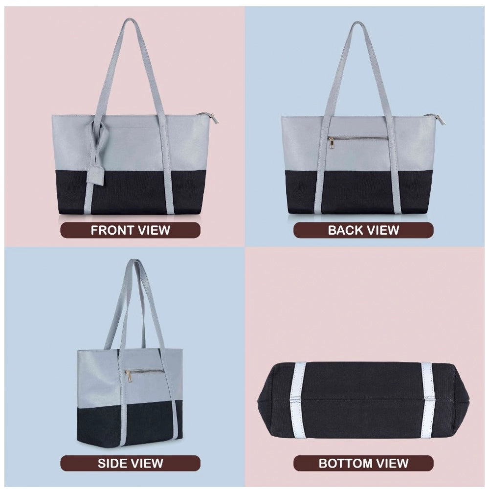 जेनरिक महिलाओं का फॉक्स लेदर लार्ज शोल्डर जिपर हैंडबैग (हल्का नीला)