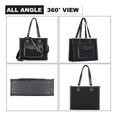 महिलाओं के लिए सामान्य कैनवास मीडियम टॉप हैंडल सैचल जिपर हैंडबैग (काला)