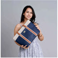  Women's Faux Leather Large Shoulder Zipper Handbag (Dark Blue)