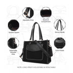 Generic Women's Canvas Medium Top handle Satchel Zipper Handbag (Black)
