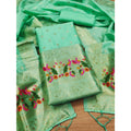  Women's Banarasi Silk Printed Unstitched Salwar Suit Material With Dupatta (Seagreen, 3Mtrs)