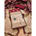  Women's Banarasi Silk Printed Unstitched Salwar Suit Material With Dupatta (Maroon, 3Mtrs)