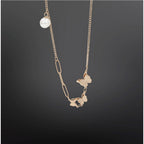 Generic Women's Stainless Steel Butterfly Pendent Delicate Chain (Gold Plated)