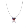  Women's Stainless Steel Colorful Butterfly Pendent Dailywear chain (Silver Plated)
