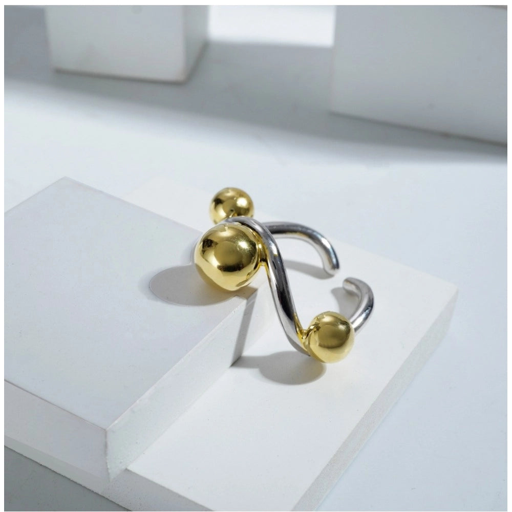 सामान्य स्टेनलेस स्टील की दैनिक उपयोग के लिए फ्री साइज रिंग (सिल्वर प्लेटेड)