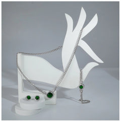 महिलाओं के लिए स्टेनलेस स्टील, हरे रंग की सिल्वर चेन, वेस्टर्न कॉम्बो ज्वेलरी (सिल्वर प्लेटेड)