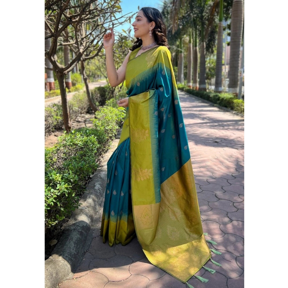 महिलाओं के लिए सामान्य सिल्क प्रिंटेड साड़ी, बिना सिला ब्लाउज के साथ, 5.5 मीटर (रामा)