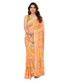  Women's Small Lace Georgette Printed Ready-to-Wear Saree With Unstitched Blouse 5.5 Mtr (Yellow)