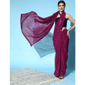  Women's Georgette Embellished Sequnece Bollywood Saree With Unstitched Blouse 5.5Mtr (Wine)