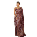  Women's Silk Printed Saree With Unstitched Blouse 5.5Mtr (Maroon)