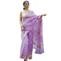  Women's Cotton  Printed Saree With Unstitched Blouse 5.5Mtr (Lavender)
