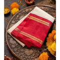  Women's Silk Printed Saree With Unstitched Blouse 5.5Mtr (Off White)