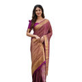  Women's Silk Printed Saree With Unstitched Blouse 5.5Mtr (Wine)
