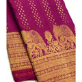  Women's Silk Printed Saree With Unstitched Blouse 5.5Mtr (Rani Pink)