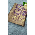  Women's Soft Lichi Silk Printed Saree With Unstitched Blouse 5.5Mtr (Purple)