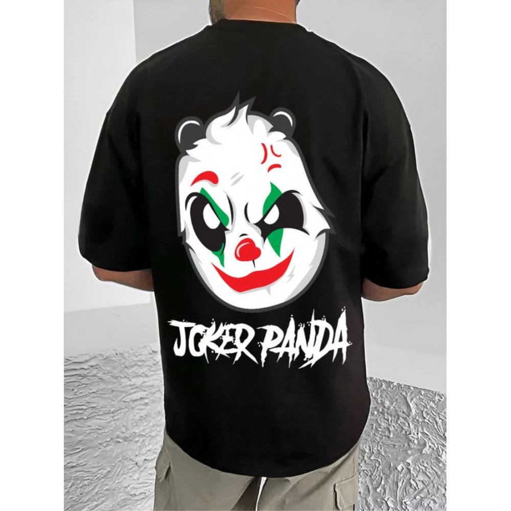 जेनेरिक मेन्स कैजुअल कॉटन ब्लेंड प्रिंटेड राउंड नेक हाफ स्लीव टी-शर्ट (ब्लैक)