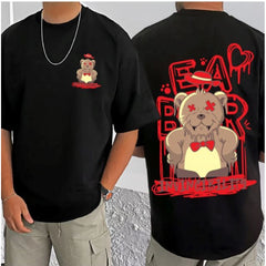 जेनेरिक मेन्स कैजुअल कॉटन ब्लेंड प्रिंटेड राउंड नेक हाफ स्लीव टी-शर्ट (ब्लैक)