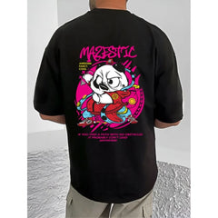 जेनेरिक मेन्स कैजुअल कॉटन ब्लेंड प्रिंटेड राउंड नेक हाफ स्लीव टी-शर्ट (ब्लैक)