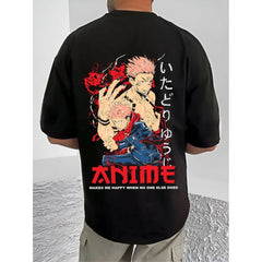 जेनेरिक मेन्स कैजुअल कॉटन ब्लेंड प्रिंटेड राउंड नेक हाफ स्लीव टी-शर्ट (ब्लैक)