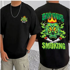 Generic Men's Casual Cotton Blend Printed Round Neck Half Sleeve T-Shirt (Black)